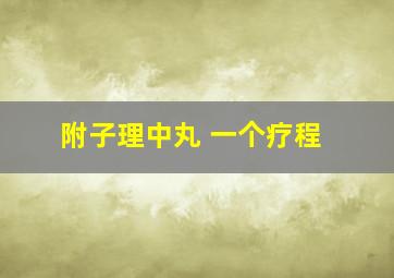 附子理中丸 一个疗程